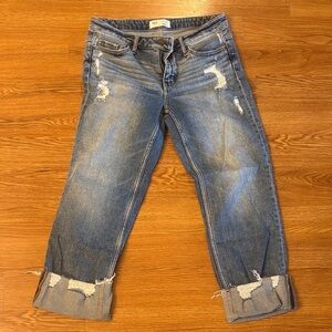 BKE Light Blue Distressed Cropped Jeans